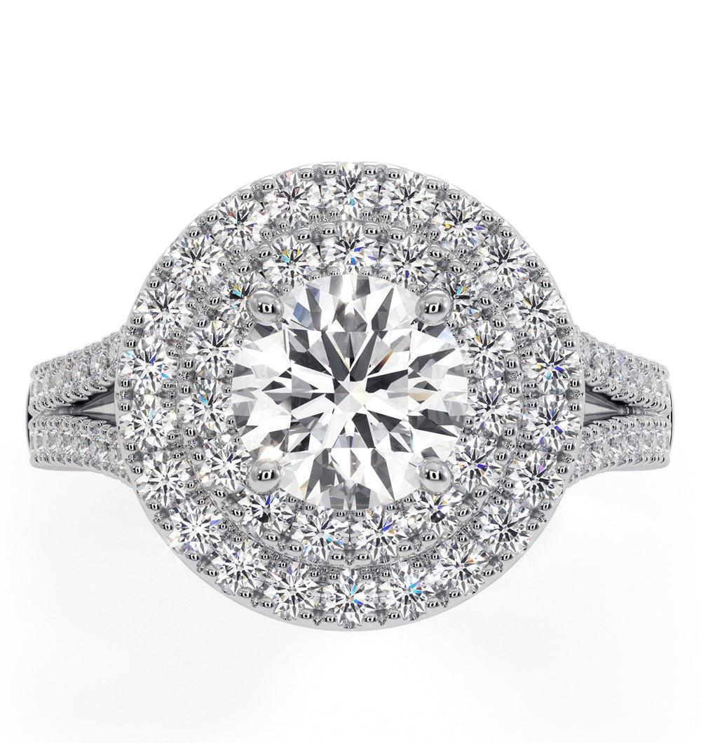 Camilla GIA Diamond Halo Engagement Ring 18K White Gold 2.15ct G/VS1