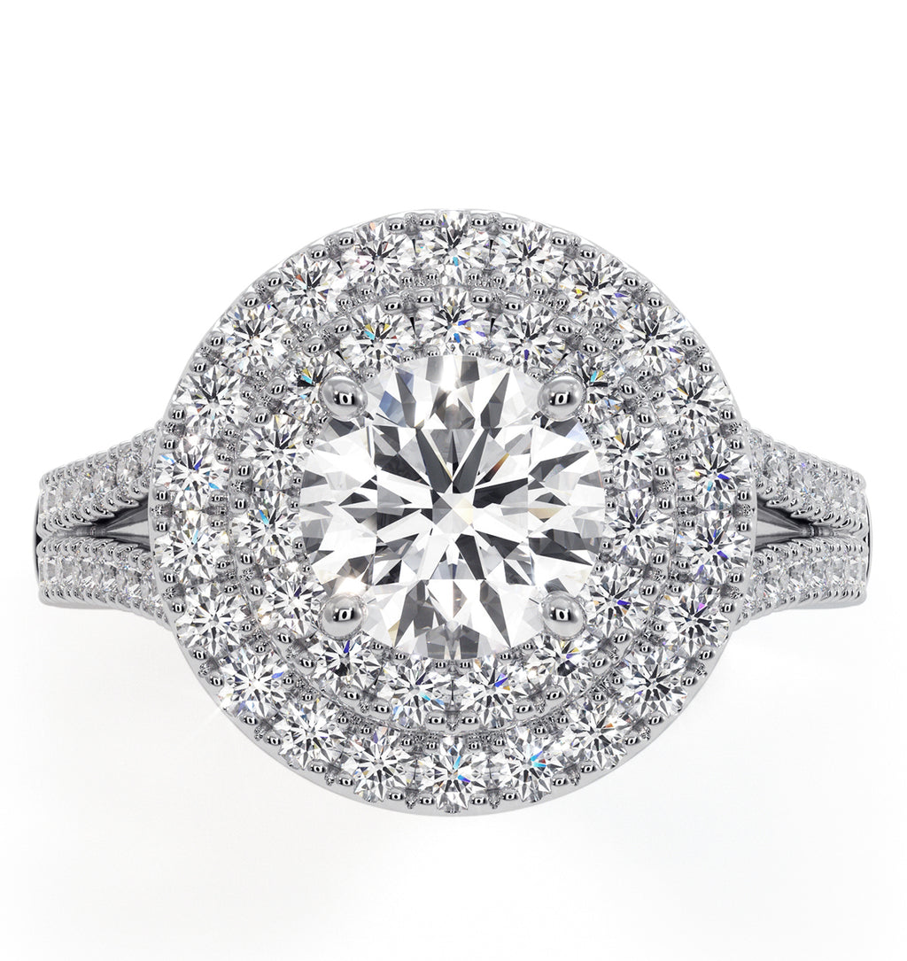 Camilla GIA Diamond Halo Engagement Ring 18K White Gold 2.15ct G/VS1