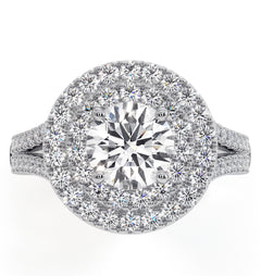 Camilla GIA Diamond Halo Engagement Ring 18K White Gold 2.15ct G/VS1