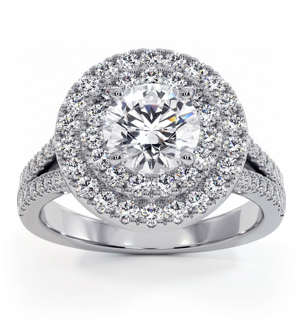 Camilla GIA Diamond Halo Engagement Ring 18K White Gold 2.15ct G/VS1