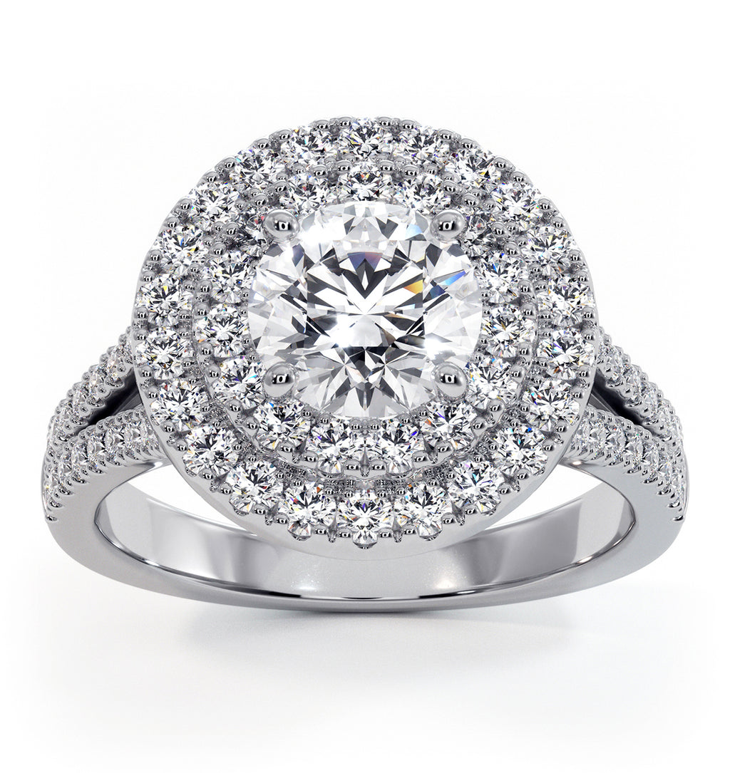 Camilla GIA Diamond Halo Engagement Ring 18K White Gold 2.15ct G/VS1