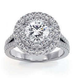 Camilla GIA Diamond Halo Engagement Ring 18K White Gold 2.15ct G/VS1