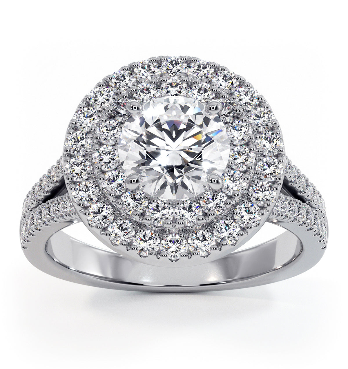 Camilla GIA Diamond Halo Engagement Ring 18K White Gold 2.15ct G/VS1