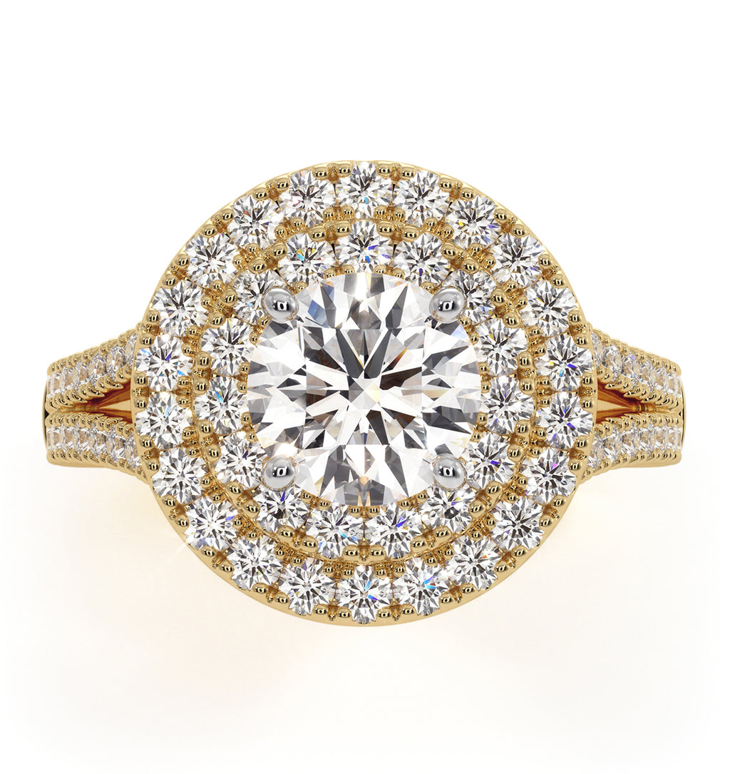Camilla GIA Diamond Halo Engagement Ring in 18K Gold 2.15ct G/VS1