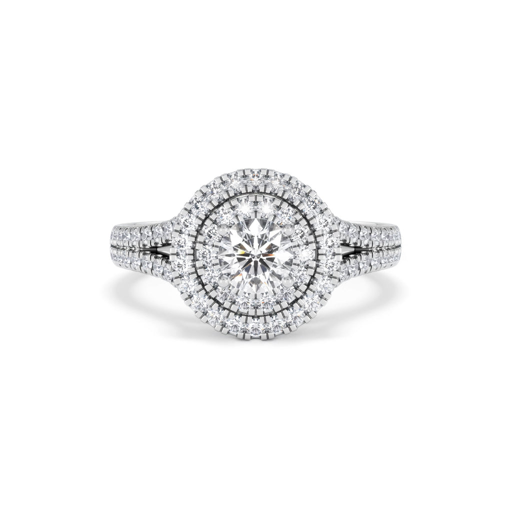 Camilla Diamond Halo Engagement Ring 18K White Gold 1.15ct G/SI2
