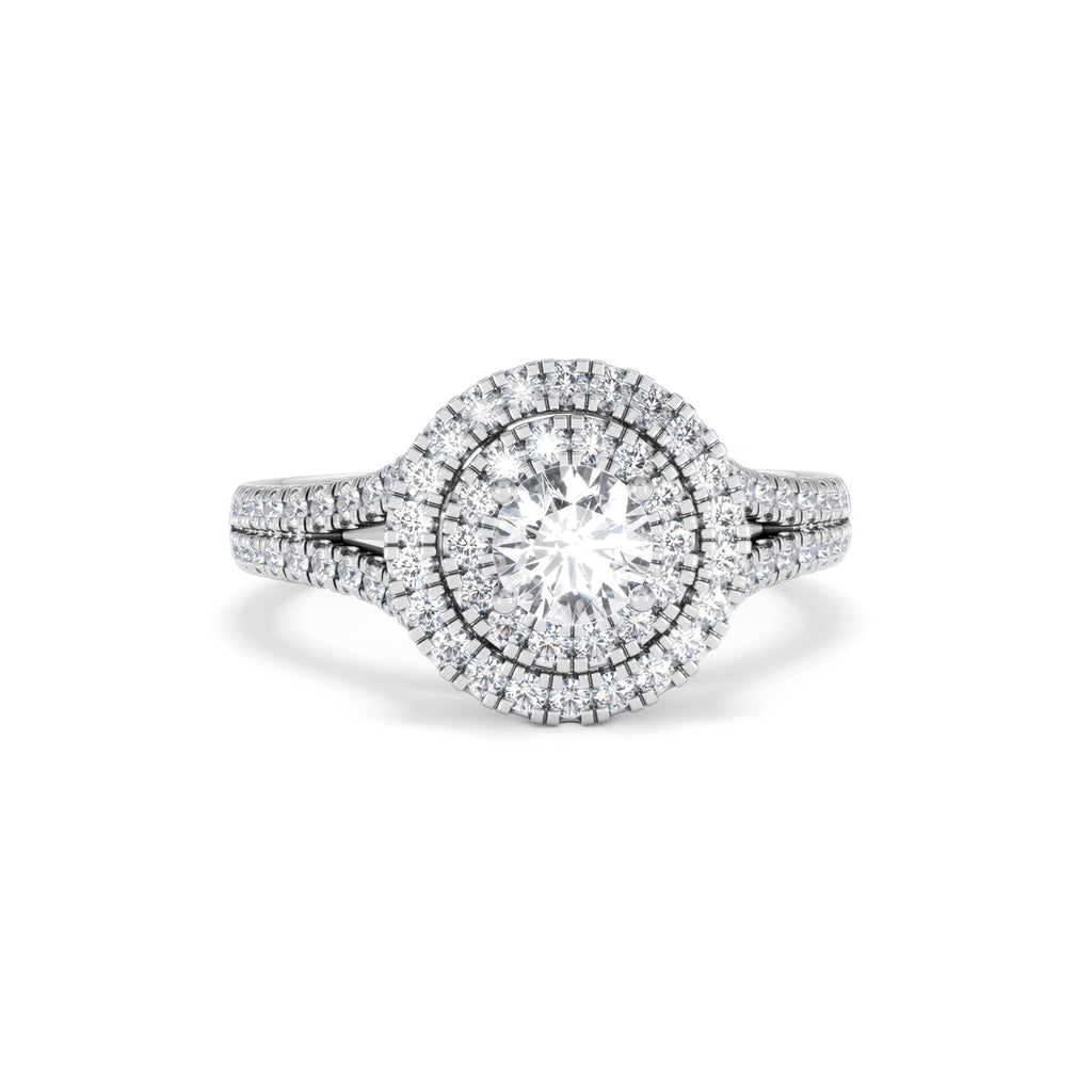 Camilla Diamond Halo Engagement Ring 18K White Gold 1.15ct G/SI2