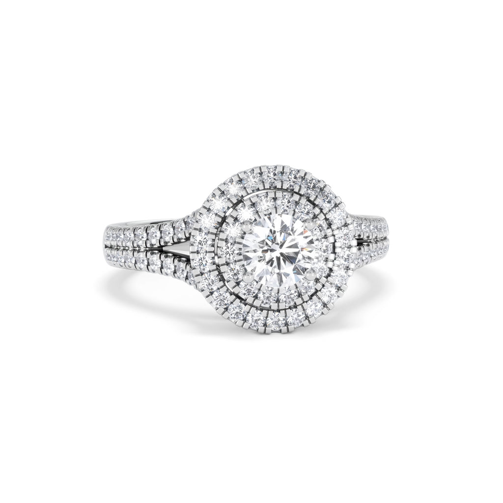 Camilla Diamond Halo Engagement Ring 18K White Gold 1.15ct G/SI2