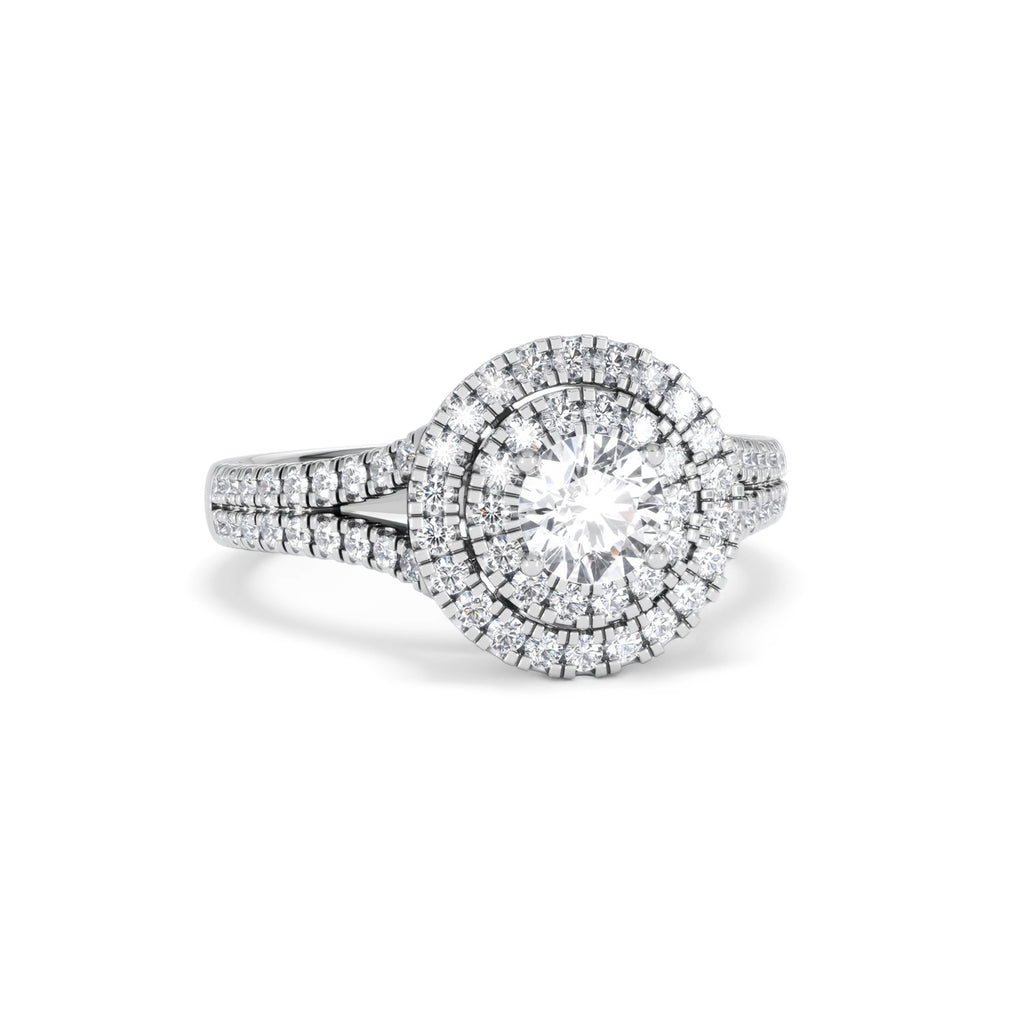 Camilla Diamond Halo Engagement Ring 18K White Gold 1.15ct G/SI2