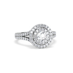 Camilla Diamond Halo Engagement Ring 18K White Gold 1.15ct G/SI2