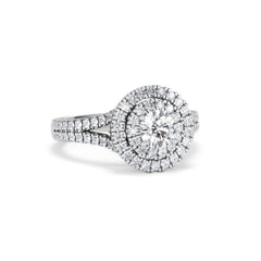 Camilla Diamond Halo Engagement Ring 18K White Gold 1.15ct G/SI2