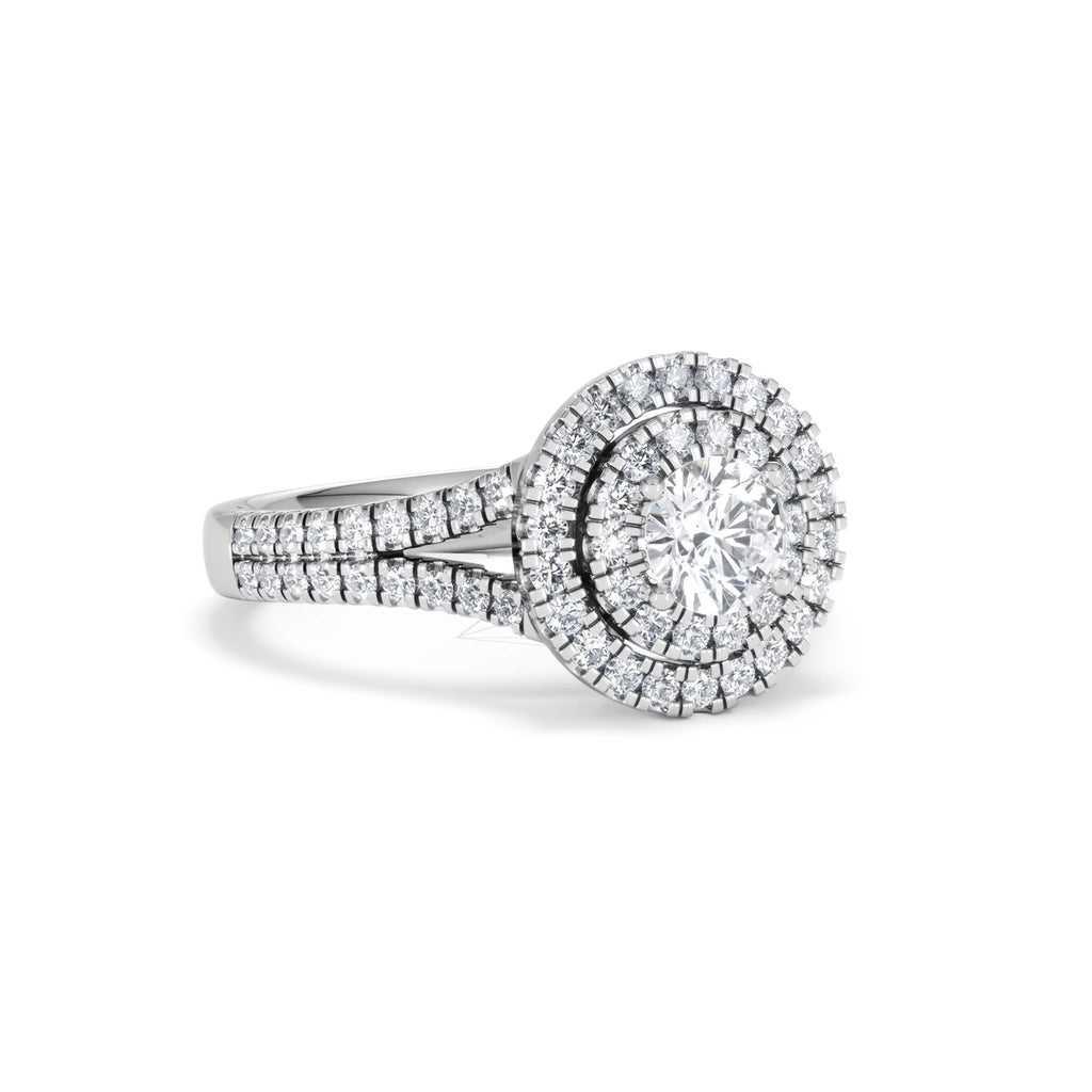 Camilla Diamond Halo Engagement Ring 18K White Gold 1.15ct G/SI2