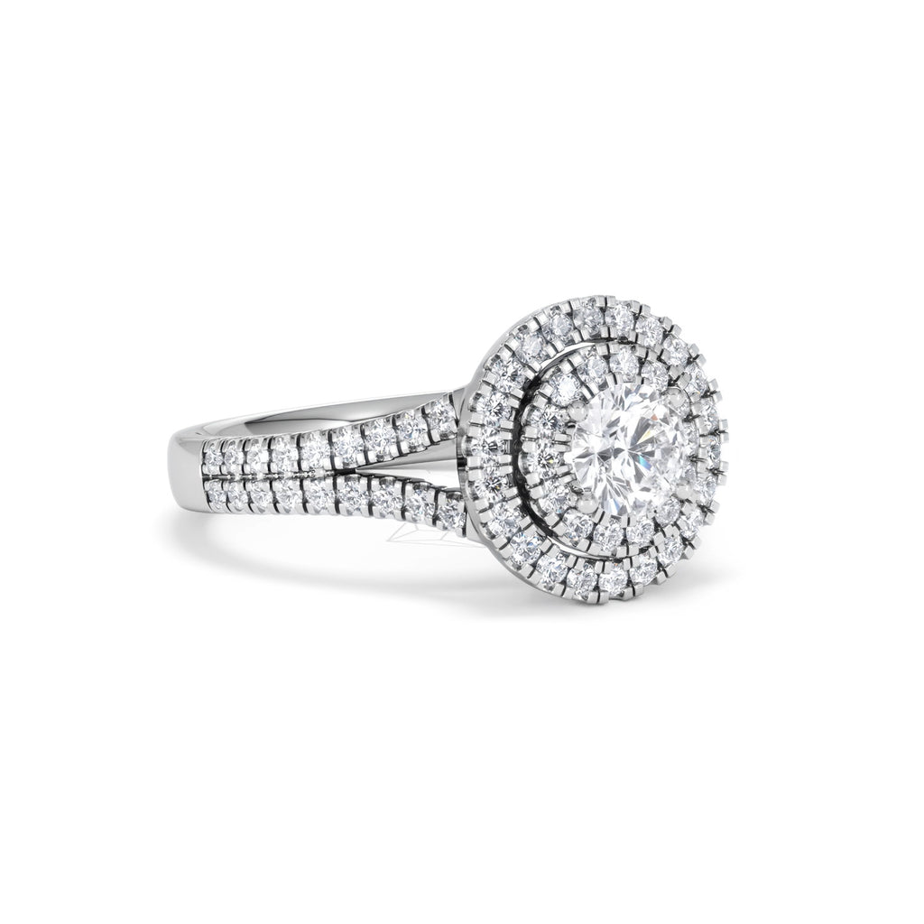 Camilla Diamond Halo Engagement Ring 18K White Gold 1.15ct G/SI2
