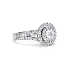 Camilla Diamond Halo Engagement Ring 18K White Gold 1.15ct G/SI2