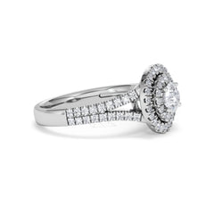 Camilla Diamond Halo Engagement Ring 18K White Gold 1.15ct G/SI2