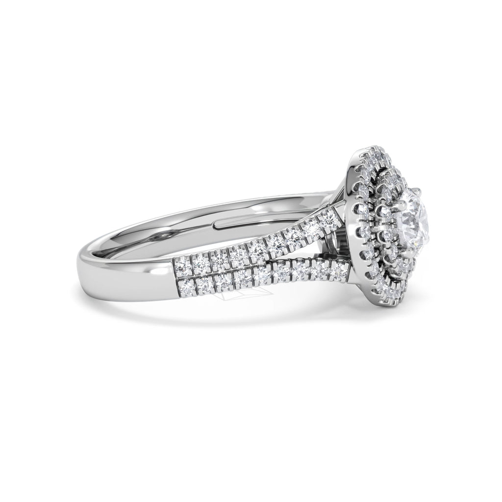 Camilla Diamond Halo Engagement Ring 18K White Gold 1.15ct G/SI2