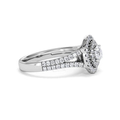 Camilla Diamond Halo Engagement Ring 18K White Gold 1.15ct G/SI2