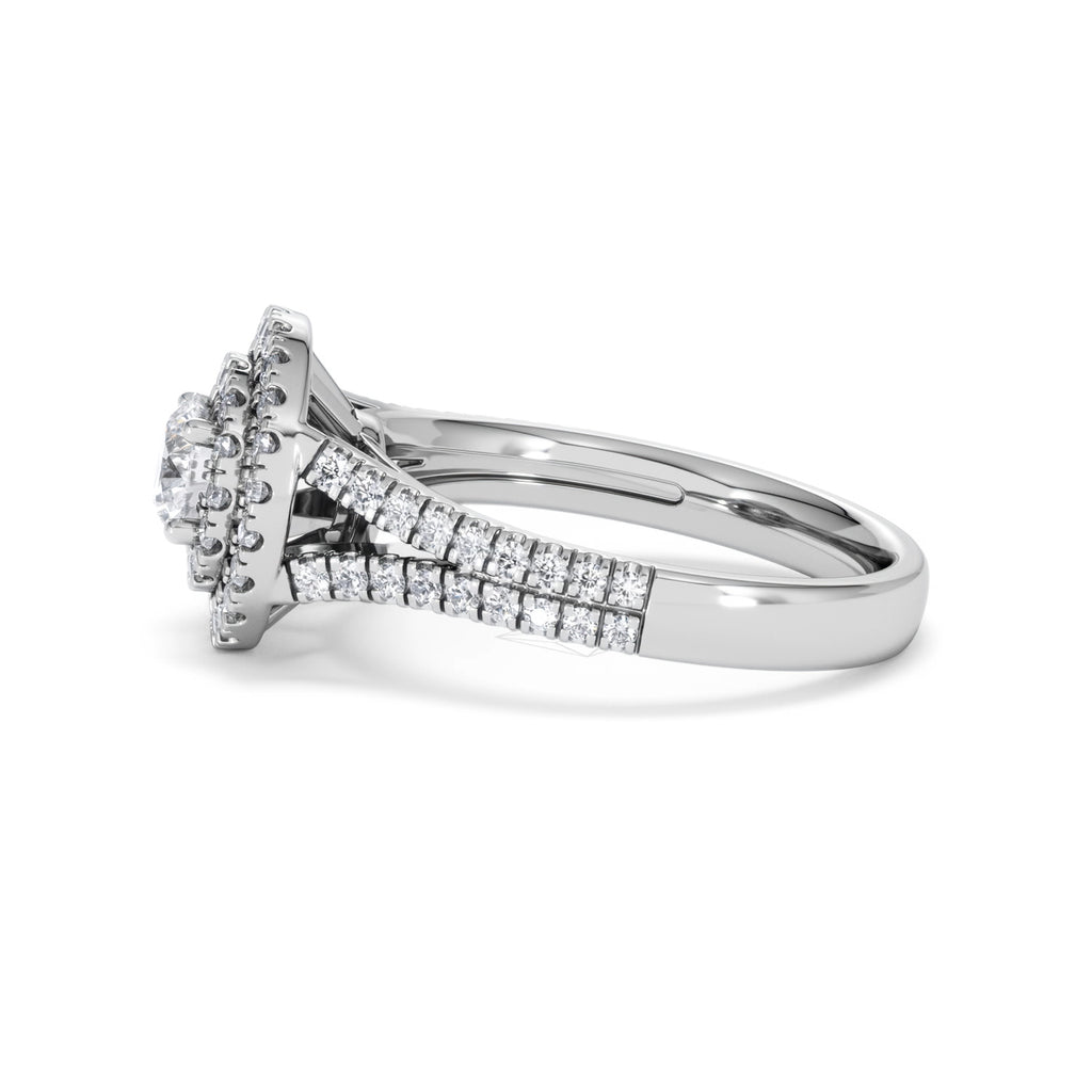 Camilla Diamond Halo Engagement Ring 18K White Gold 1.15ct G/SI2