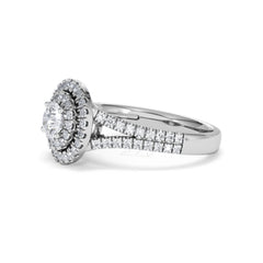 Camilla Diamond Halo Engagement Ring 18K White Gold 1.15ct G/SI2