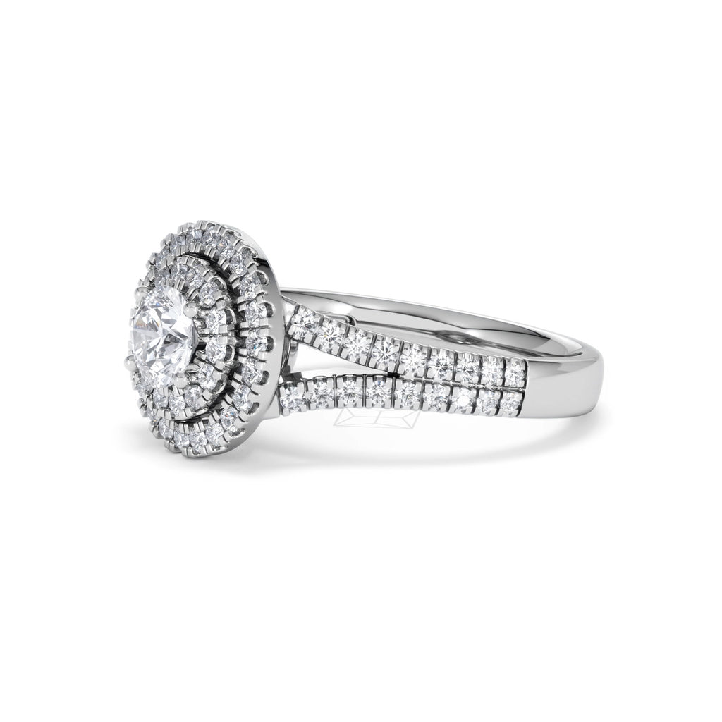 Camilla Diamond Halo Engagement Ring 18K White Gold 1.15ct G/SI2