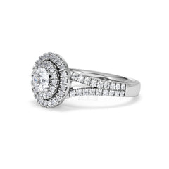 Camilla Diamond Halo Engagement Ring 18K White Gold 1.15ct G/SI2