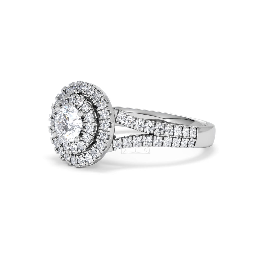 Camilla Diamond Halo Engagement Ring 18K White Gold 1.15ct G/SI2