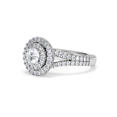 Camilla Diamond Halo Engagement Ring 18K White Gold 1.15ct G/SI2