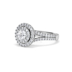 Camilla Diamond Halo Engagement Ring 18K White Gold 1.15ct G/SI2