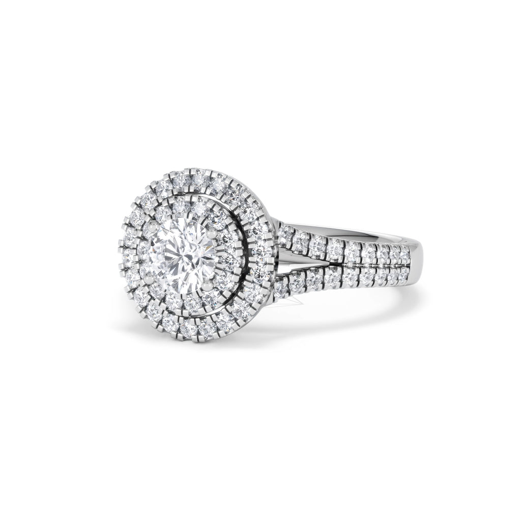 Camilla Diamond Halo Engagement Ring 18K White Gold 1.15ct G/SI2