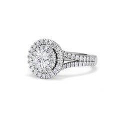Camilla Diamond Halo Engagement Ring 18K White Gold 1.15ct G/SI2