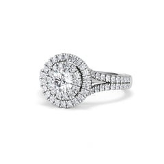 Camilla Diamond Halo Engagement Ring 18K White Gold 1.15ct G/SI2