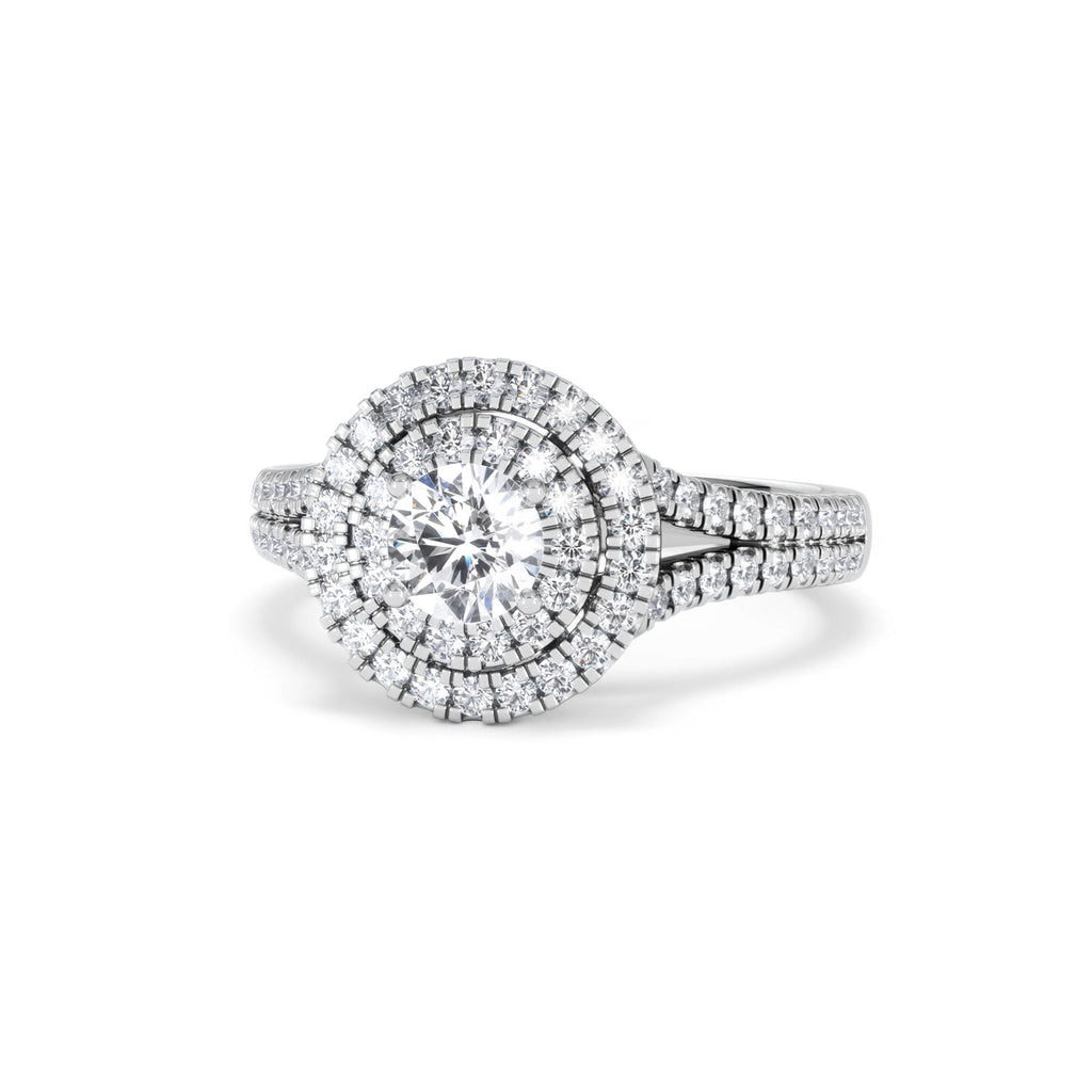 Camilla Diamond Halo Engagement Ring 18K White Gold 1.15ct G/SI2