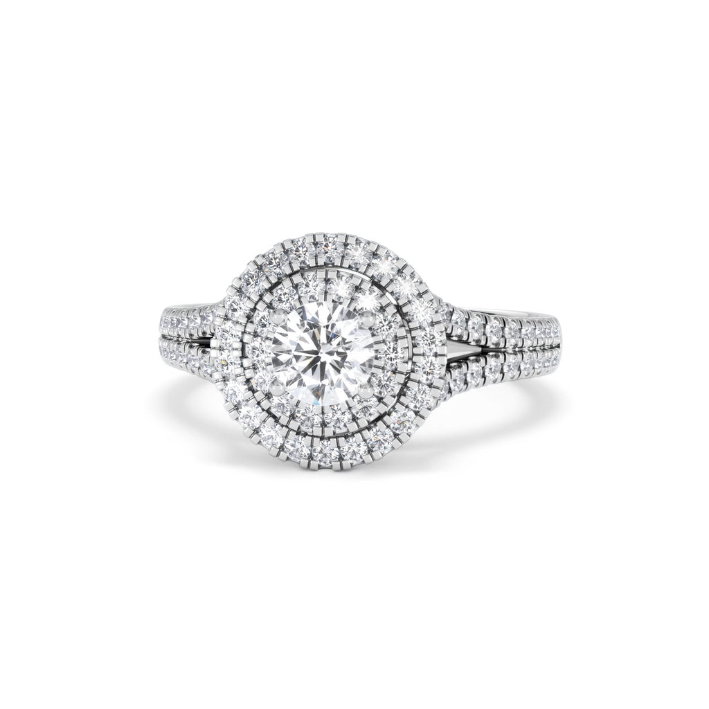 Camilla Diamond Halo Engagement Ring 18K White Gold 1.15ct G/SI2