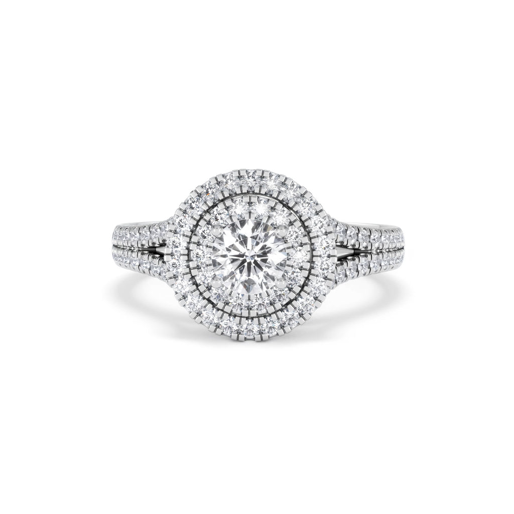 Camilla Diamond Halo Engagement Ring 18K White Gold 1.15ct G/SI2