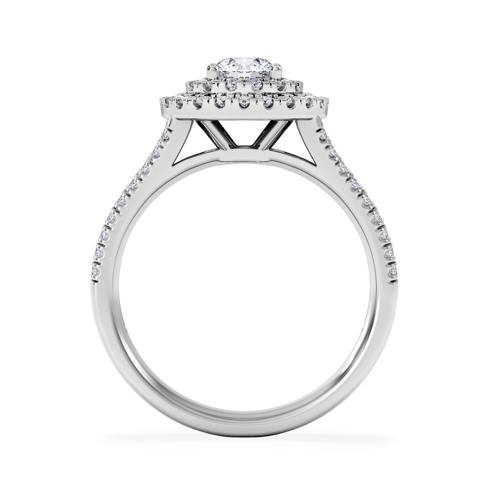 Camilla Diamond Halo Engagement Ring 18K White Gold 1.15ct G/SI2