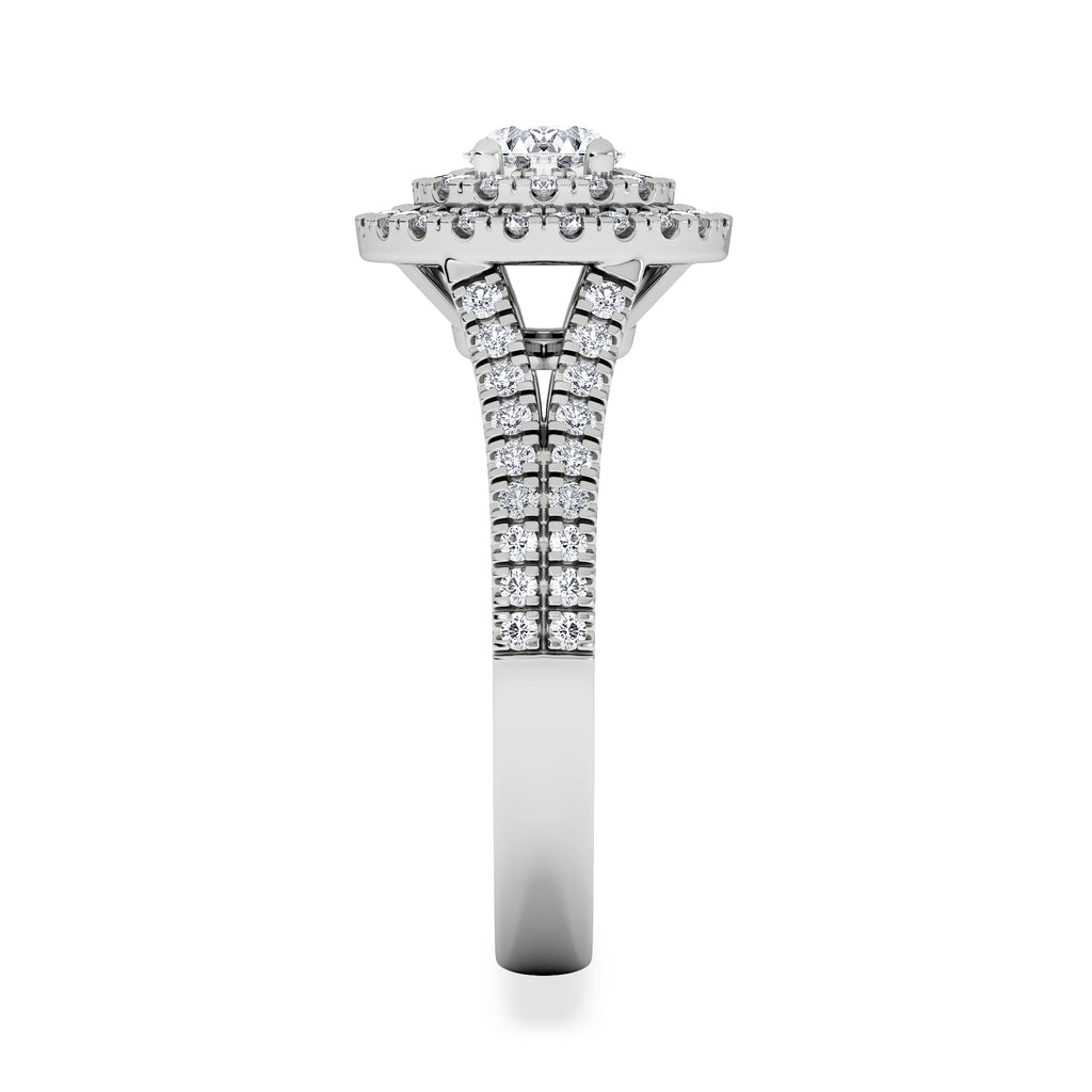 Camilla Diamond Halo Engagement Ring 18K White Gold 1.15ct G/SI2