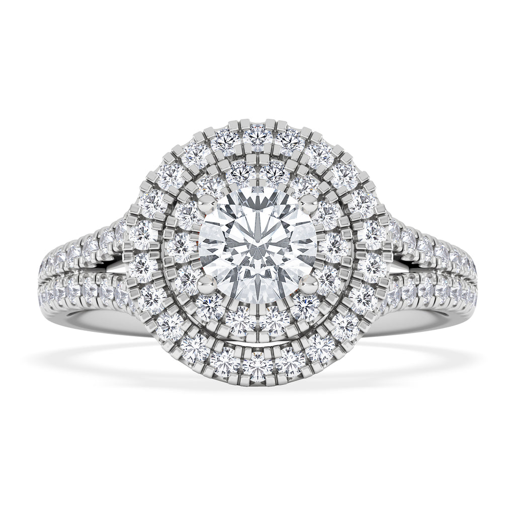 Camilla Diamond Halo Engagement Ring 18K White Gold 1.15ct G/SI2