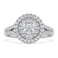 Camilla Diamond Halo Engagement Ring 18K White Gold 1.15ct G/SI2
