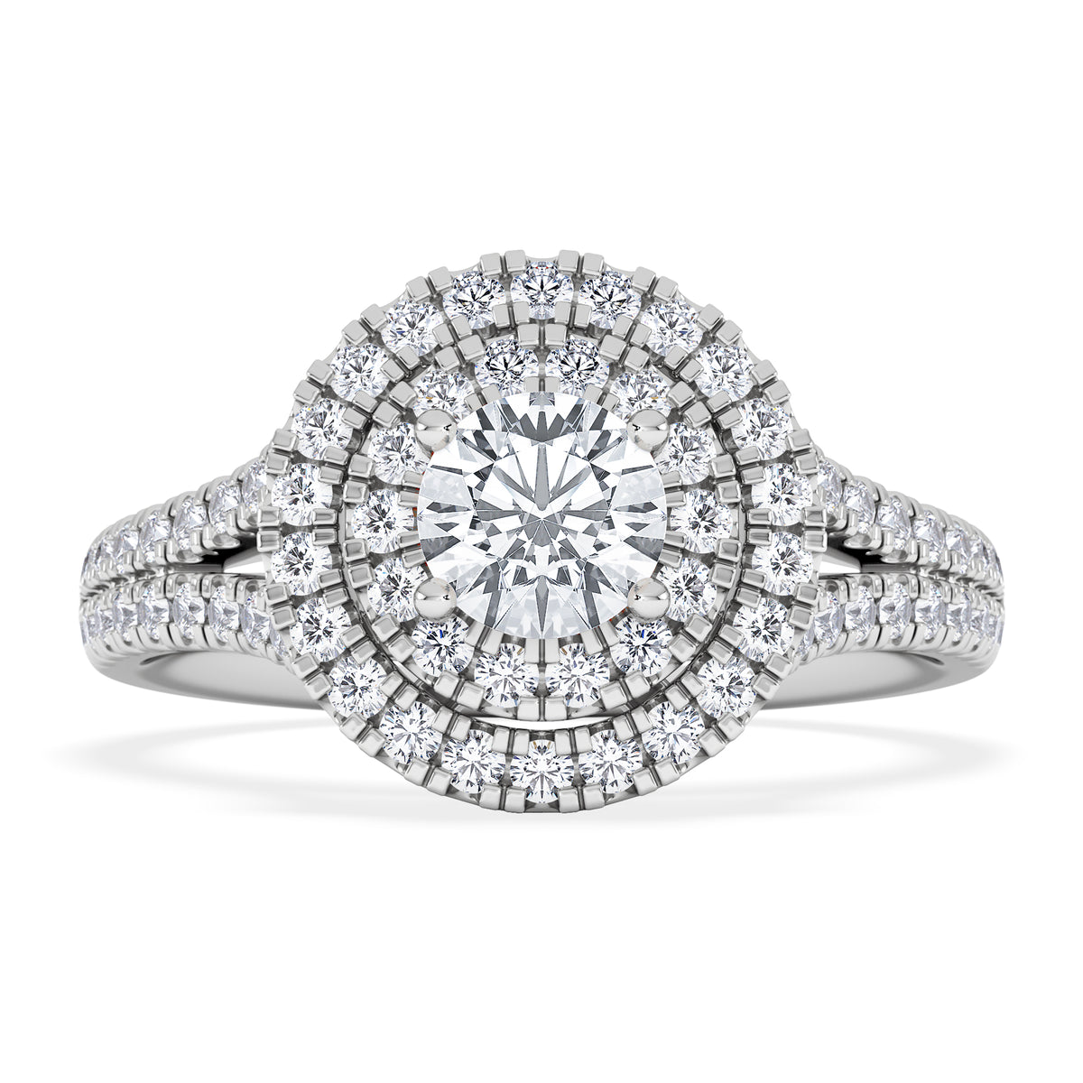 Camilla Diamond Halo Engagement Ring 18K White Gold 1.15ct G/SI2