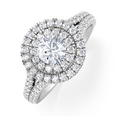 Camilla Diamond Halo Engagement Ring 18K White Gold 1.15ct G/SI2