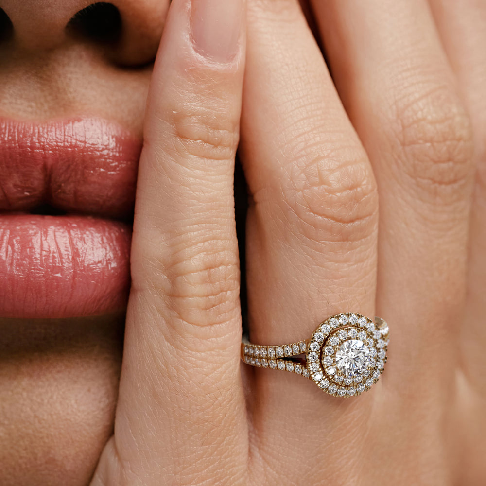 Camilla Diamond Halo Engagement Ring in 18K Gold 1.15ct G/SI2