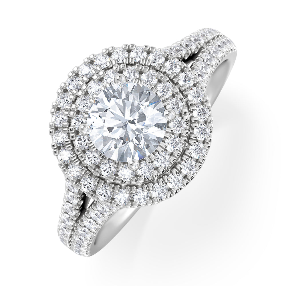 Camilla GIA Diamond Halo Engagement Ring in Platinum 1.65ct G/VS2