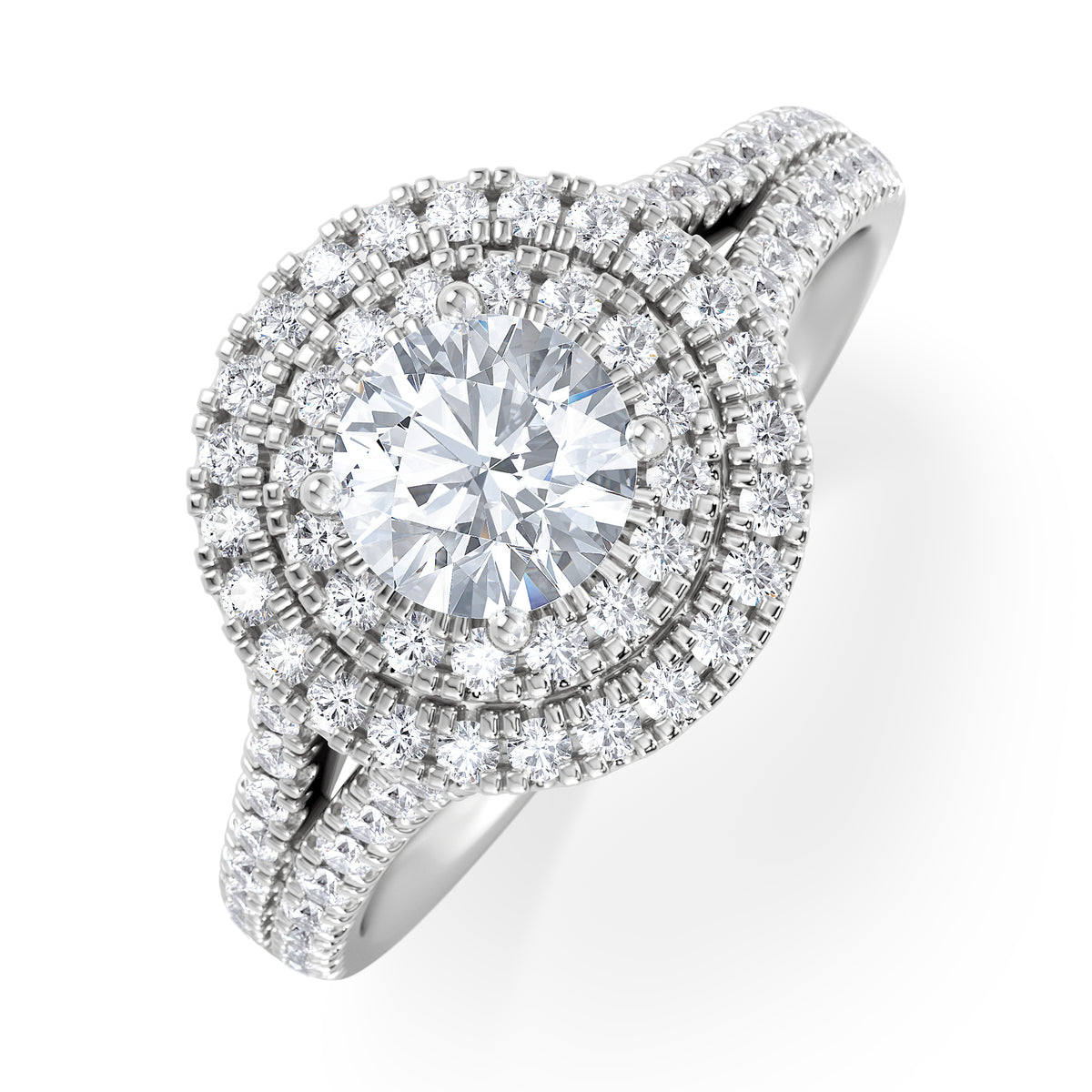 Camilla GIA Diamond Halo Engagement Ring in Platinum 1.65ct G/SI2
