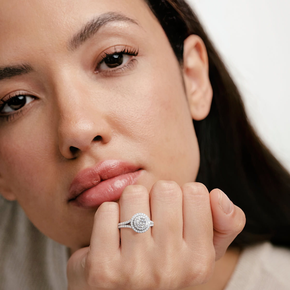 Camilla GIA Diamond Halo Engagement Ring in Platinum 1.65ct G/VS2
