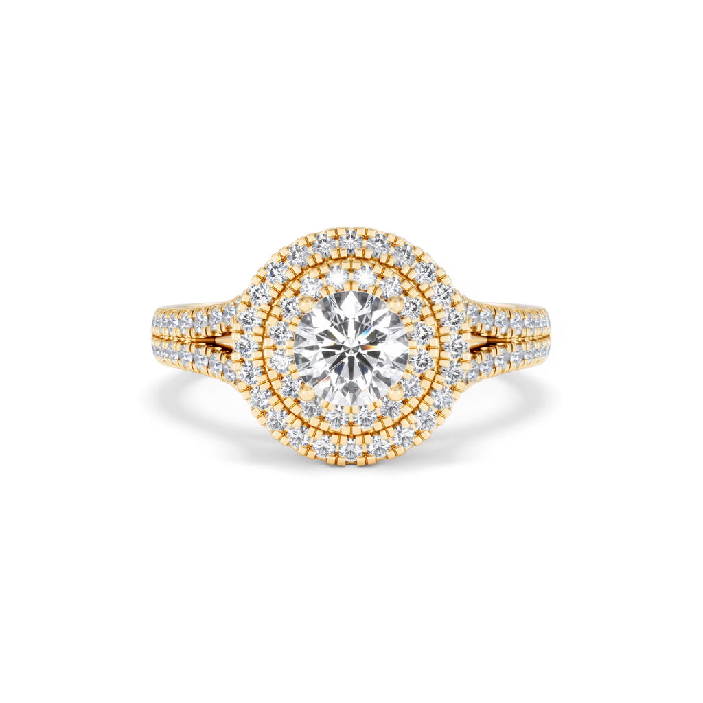 Camilla GIA Diamond Halo Engagement Ring in 18K Gold 1.65ct G/VS