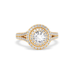 Camilla GIA Diamond Halo Engagement Ring in 18K Gold 1.65ct G/VS