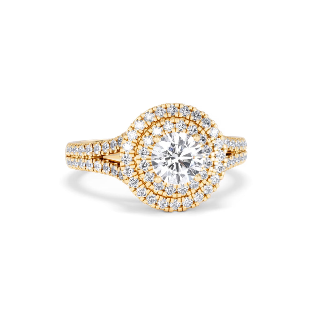 Camilla GIA Diamond Halo Engagement Ring in 18K Gold 1.65ct G/VS