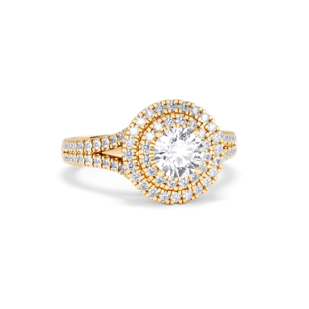Camilla GIA Diamond Halo Engagement Ring in 18K Gold 1.65ct G/VS