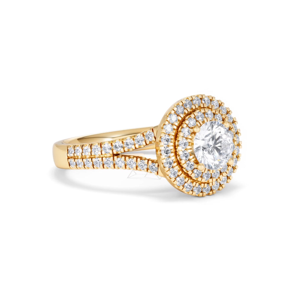 Camilla GIA Diamond Halo Engagement Ring in 18K Gold 1.65ct G/VS