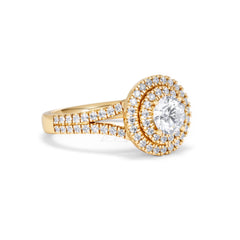 Camilla GIA Diamond Halo Engagement Ring in 18K Gold 1.65ct G/VS