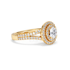 Camilla GIA Diamond Halo Engagement Ring in 18K Gold 1.65ct G/VS